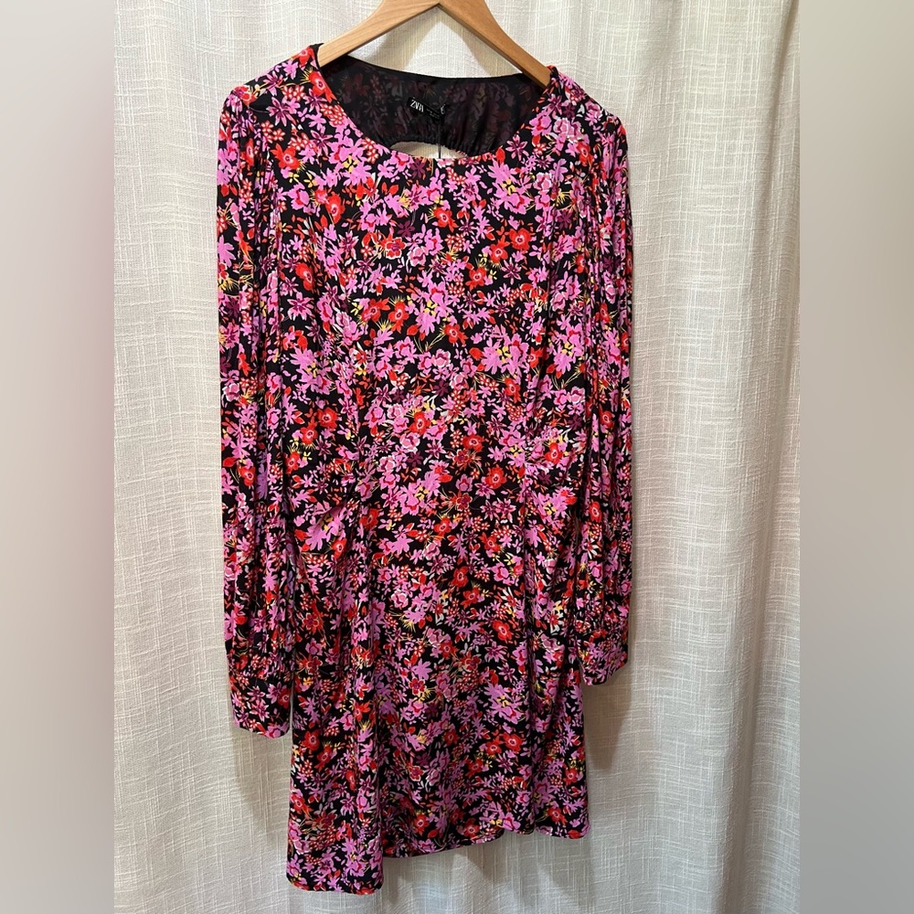 ZARA | Long Sleeve Floral Mini Dress